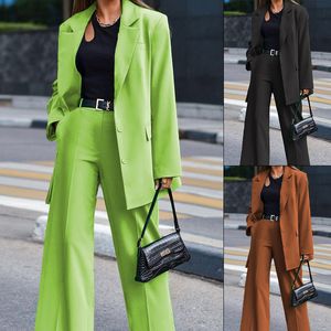 Exclusive Design Fashion Forward Autumn Winter Solid Color Long Sleeve Women's Casual Street Style Suit Two Piece Set Available in Black Brown and Green AST181481
