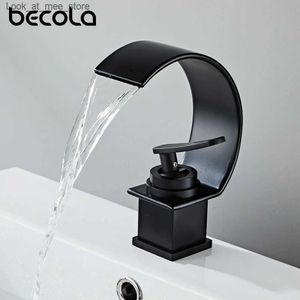 Bathroom Sink Faucets Becola Single Handle Basin Faucets Brass Black/Gold Bathroom Taps Water Sink Creative Deck Mounted Mixer Tapware For Bath Q240301