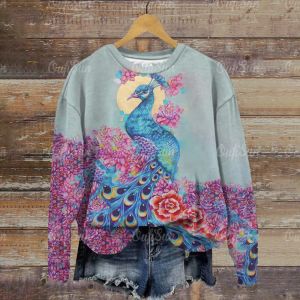 Sweatshirts 3D Peacock Women's Sweater O Neck Long Sleeve Pullover Casual Fashion Women's Clothing Streetwear Top Sweatshirt Autumn Hoodies