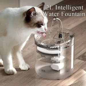 Leveranser 2L Cat Automatisk vattendispenser Intelligent rörelsessensor Pet Water Fountain med Faucet Dog Drinker Pet Drinking Filter Feeder