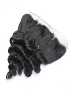 5pcslot remy spets frontal stängningar brasiliansk jungfru mänskliga hår blandade längder nautral svart 130 lös vågig schweizisk spets frontar3971479