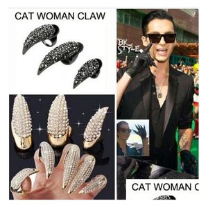 Band Rings Vintage Eagle Claw Fingernail Ring For Men Rhinestone Crystal Drop Delivery Jewelry Dhgqr