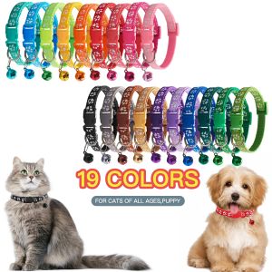 Leads 19PCS Pet Collar With Bell Cartoon Footprint Colorful Puppy Cat Accessories Kitten Collar Adjustable Safety Bell Ring Necklace