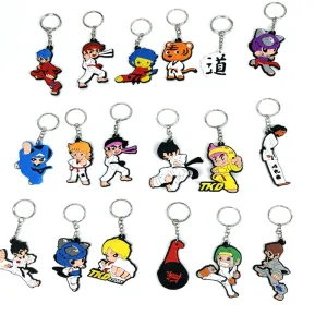 Arts 20pcs/lot) wholesale keychains taekwondo supplies cartoon sport gifts for kids