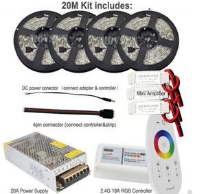 5m 10m 15m 20m 5050 RGB LED lamba Şerit Işığı DC 12V Su geçirmez IP65 Esnek Şeritler 18A Uzaktan Kontrolör Güç Adaptörü Mini A7292574