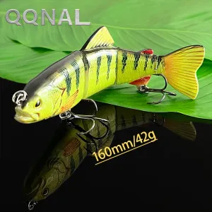 ルアーQQNAL NEW 16CM 42G NEW人工ベイトビッグフィッシングルアー4セグメントシンクスイムベイトクランベイトハードベイトスロービッグゲームフィッシュルアー