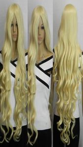 Süper Uzun Hafif Sarışın Dalgalı Bangs Cosplay Sentetik Saç Peruk Hakkında 1m9370887