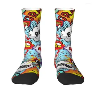 Men's Socks Superhero Cartoon Anime Men Women Crew Unisex Fashion 3D Printed Comic Pop Art Explosions Pattern Dress