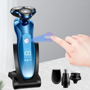 Electric Shaver Rotary Razor Beard Trimmer laddningsbart hårklippning Rakmaskin Clipper för män Vattentät 240228