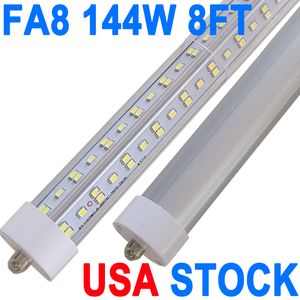 8FT LED Bulbs, Super Bright 144W 18000lm 6500K, T8 T10 T12 LED Tube Lights, FA8 Single Pin T8 LED Lights, Clear Cover, 8 Foot Bulbs to Replace Fluorescents Light crestech