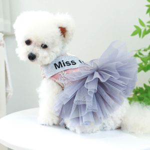 Dresses Miss Universe Princess Skirt Dogs Clothing Pet Lace Dress Dog Clothes Costume French Bulldog Cute Spring Autumn Pink Girl