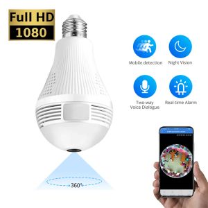 Kontrola 360 stopni kamera Wi -Fi 2MP bezprzewodowa panoramiczna kamera zabezpieczenia domu CCTV wideo WiFi Fisheye Lampa IP kamera IP Twoway audio