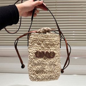 Мини-соломенные пляжные сумки для телефона, дизайнерская сумка, женская и мужская сумка через плечо, модная сумка через плечо 5A 2024