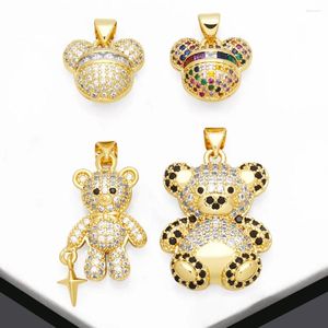 Naszyjniki wisiorek Ocerio Trenda biała kryształowa głowica myszy do naszyjnika miedziana złota platowana biżuteria biżuteria dużego niedźwiedzia DIY PDTB264