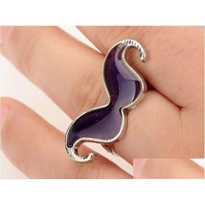 Band Rings Mustache Beard Mood Ring Change Color According To Tempereture 100Pcs/Lot Drop Delivery Jewelry Dhvic