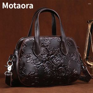 Evening Bags MOTAORA Vintage Embossing Women Shoulder For Ladies Genuine Leather Handbag Purses And Handbags Aesthetic Women's Bag 2024