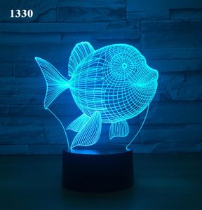 3D Illusion USB Nocne światła lampy Projektor zasilany 5. bateria Bin Bin Button LED LED dla domu9831886