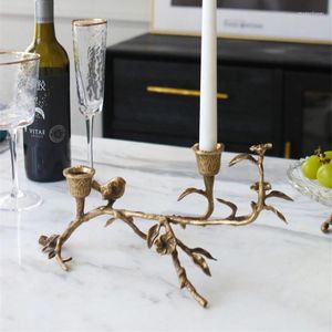 Candle Holders Brass Carved Holder Branches Leaves Shape Handmade Candlestick El Homestay Ornaments Home Living Room Decorations