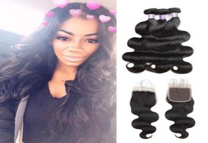 Allove Whole Body Wave Wefts 8A Brazilian Hair Bundles with Closure 3pcs Malaysian Virgin Peruvian Indian Extensions for Women54356043932