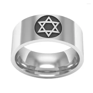 Anéis de cluster 8mm titânio aço hexagrama logotipo para homens mulheres punk jóias de aço inoxidável festa anel de dedo presentes de aniversário