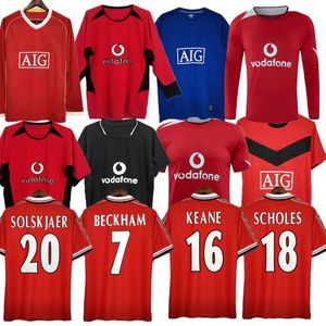 Retro krótkie rękawy koszulki piłkarskie Beckham 06 07 08 Man 03 98 02 UTD Classic Shirts piłka nożna piłkarska