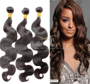 Bellahair Human Hair Dyable Bleachable 9A Bundles Peruvian Weave przedłużenia naturalny czarny kolor podwójny wątek 34pcs fala ciała6474511
