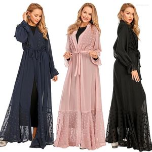 Ethnic Clothing Ramadan Women Muslim Long Sleeve Maxi Dress Open Abaya Cardigan Islamic Kaftan Kimono Vintage Ladies Robe Gown Turkish