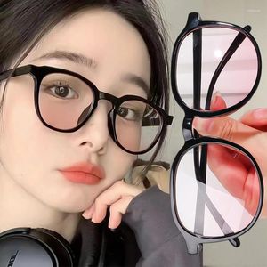 Sunglasses Trendy Gradient Blush Glasses Round Women's Blue Light Blocking Korean Oversized Shades Eyewear Computer Goggle