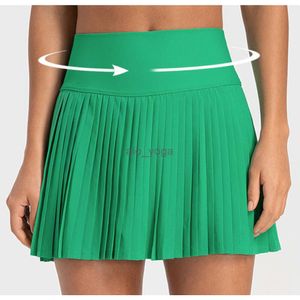 Lu Lemen Yoga Skirts Pleated Outfits Tennis Golf Sports Shorts with Inside Pocket Womensレギンス