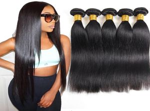 Mink Brazilian 5bundles Straight Hair Weaves 100 처리되지 않은 인간 머리 묶음 페루 말레이시아 인디언 인간 머리 확장 7646261