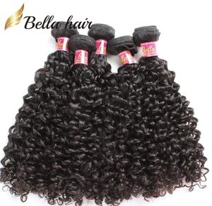 Human Virgin Hair Pakiety przedłużenia kręconej fali Malezji 100 nieprzetworzonych włosów Weves Double Weft Natural Black 34pcs Bellahair 1731224