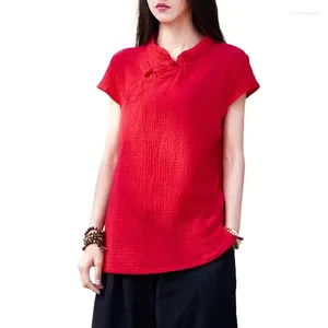 Mulheres Camisetas 2024 Mulheres Design Algodão Linho Suave Primavera Verão Elegante Cor Sólida Harajuku Roupas Wommen Chemise Femme