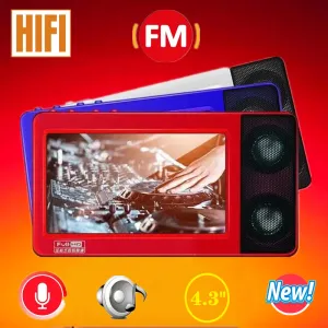 Oyuncu Taşınabilir İki Hoparlör MP4 Oyuncu Dokunmatik Ekran 8GB HIFI Kayıpsız Stereo Ücretsiz Müzik İndir MP3 Video Oyuncu Ses Kaydedici