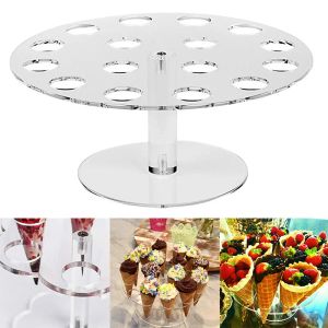 Ferramentas venda quente acrílico sorvete suporte bolo cone suporte 6/16 cones casamento buffet display ferramentas de sorvete ferramentas de cozinha gadgets