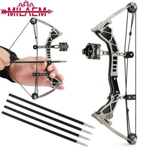 Bow Arrow Archery 9.5 Mini Compound Bow and Arrows Set for Outdoor Target Shooting Hunting Games Pocket Bow Survival Bow R/L Hand Gift YQ240301