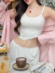 Women's Tracksuits Women S Girls 2Pcs Pajamas Sets Y2k Spaghetti Strap Cami Crop Tops And Shorts Matching Sleepwear Loungewear Outfits