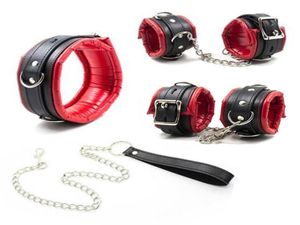 Weich gepolstertes BDSM-Bondage-Set, Fetisch-Sklaven-Halsband und Leine, Hand-Fußfesseln, Zurückhaltung, Sexspielzeug für Paare3643612