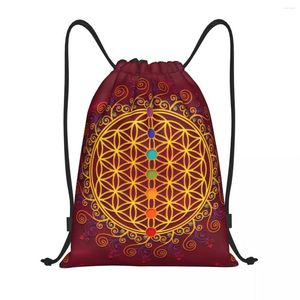 Shopping Bags Flower Of Life Drawstring Backpack Sports Gym Bag For Men Women Spirituality Yoga Zen Mandala Training Sackpack