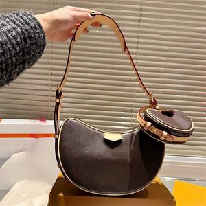 HOT Parcel Loop Hobo Bag Brown Old Flower Designer Shoulder Bags Soft Vintage Luxurys Handbags For Women Split Crossbody Bags With Purse 231206