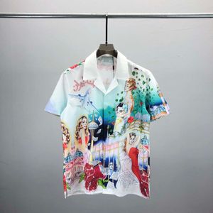 Мужская повседневная рубашка Дизайнерская рубашка 24ss Мужская рубашка на пуговицах с принтом Гавайская цветочная повседневная рубашка Мужская тонкая гавайская повседневная рубашка с коротким рукавом Размер M-3XL #004