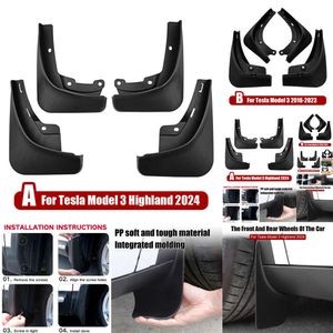 جديد جديد 2024 New Mud Guard Flaps for Tesla Model 3 Highland 2016-2024 Paint Partector Anti Dirt Splash Fender Car Associory