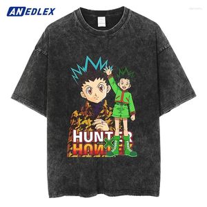 Men's T-skjortor hiphop japansk streetwear 2024 män vintage skjorta anime tryck t-shirt harajuku bomull tshirt sommar kort ärm tees