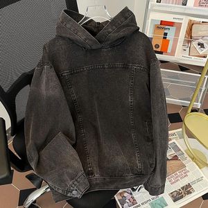 Мужские куртки Gmiixder 2024, весенне-осенняя джинсовая куртка, корейский пуловер с капюшоном, стираная повседневная толстовка, японский винтажный красивый свитшот