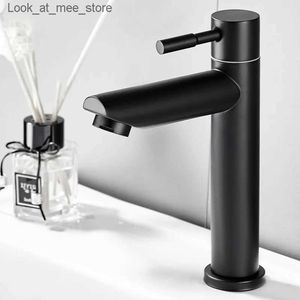 Bathroom Sink Faucets Black bathroom faucet countertop installation stainless steel single cooling countertop basin sink faucet single handle Q240301