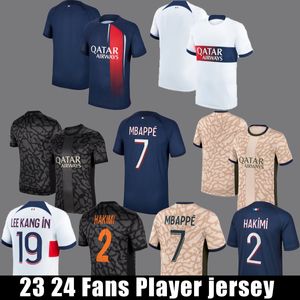 23/24 Jerseys de futebol MBAPPE Maillots PSGES PLAYER 10 HAKIMI SERGIO RAMOS M.ASENSION 2023 2024 camisa de futebol masculino kit infantil conjuntos uniforme