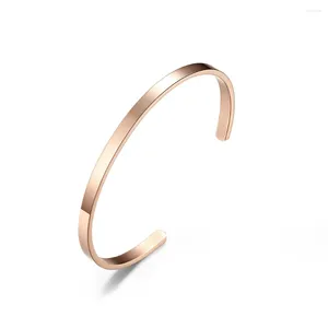 Bracciale rigido prezzo all'ingrosso design classico 4mm 6mm 8mm braccialetti in metallo placcato oro rosa alla moda da uomo in acciaio inossidabile