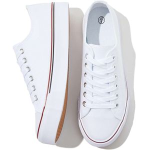 Fracora Women's White Low Top Canvas Shoes Men's Fashion Unisexスニーカー