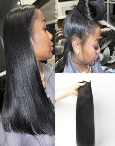 12a fita ins extensões de cabelo humano 100 real virgem indiana sem costura com pacotes de cabelo reto para preto women81158747272671