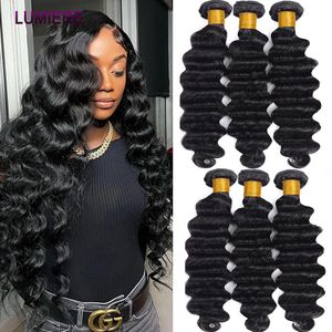 30 40 tum Loose Deep Wave Bundles Brazilian Raw Human Hair Weave 134 Bundle Deals For Women 240229