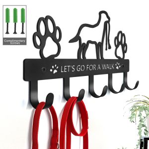 Tillbehör 5 Hooks Dog Leash Hanger Metal Dogs Toy Wallmoned Hook Pet Clothes Key Wall Rack Hängare Hangers For Dogs Cats Pet Accessoarer